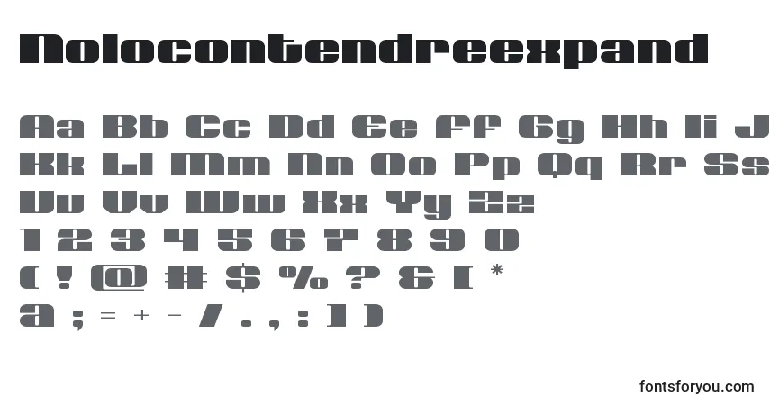 Czcionka Nolocontendreexpand – alfabet, cyfry, specjalne znaki