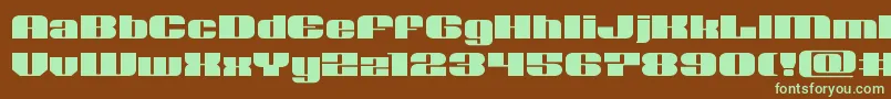 フォントNolocontendreexpand – 緑色の文字が茶色の背景にあります。