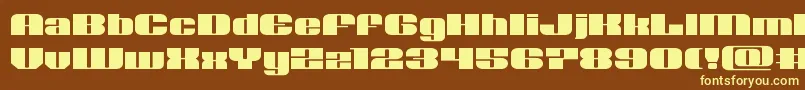 Nolocontendreexpand-fontti – keltaiset fontit ruskealla taustalla