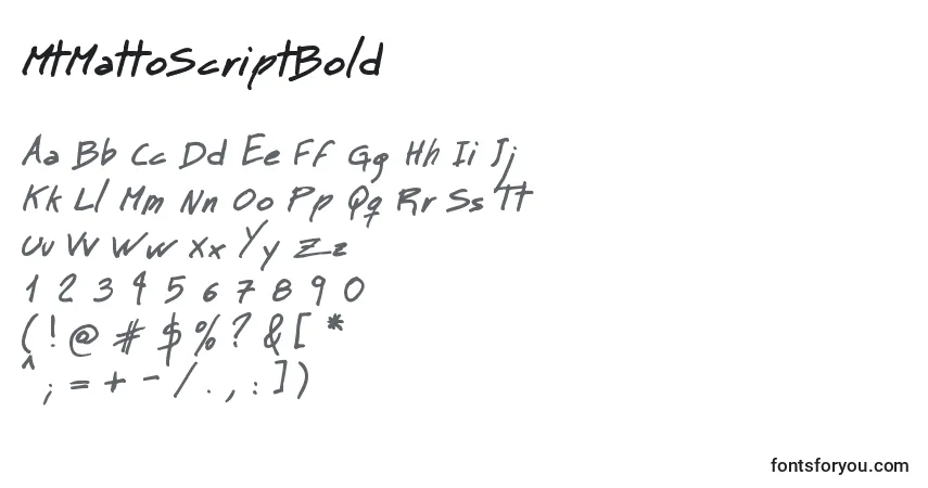 Schriftart MtMattoScriptBold – Alphabet, Zahlen, spezielle Symbole