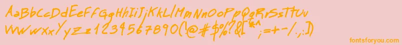 MtMattoScriptBold-Schriftart – Orangefarbene Schriften auf rosa Hintergrund