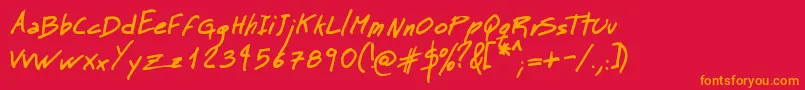 Weitere Informationen zur MtMattoScriptBold-Schriftart MtMattoScriptBold-Schriftart – Orangefarbene Schriften auf rotem Hintergrund
