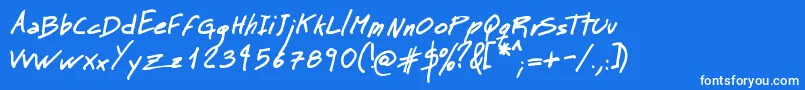 MtMattoScriptBold-Schriftart – Weiße Schriften auf blauem Hintergrund