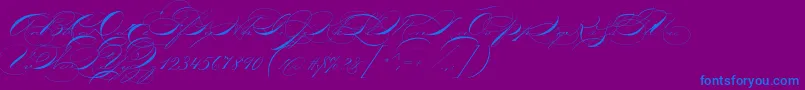 P22zanerthree-Schriftart – Blaue Schriften auf violettem Hintergrund