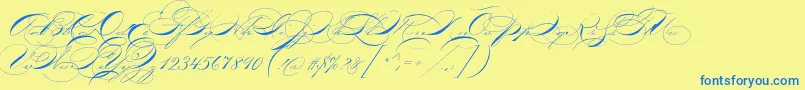 P22zanerthree-Schriftart – Blaue Schriften auf gelbem Hintergrund