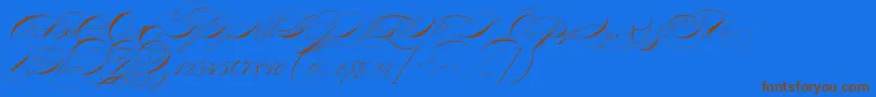 P22zanerthree-Schriftart – Braune Schriften auf blauem Hintergrund