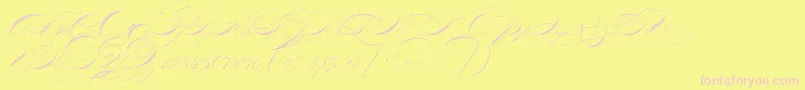 P22zanerthree-Schriftart – Rosa Schriften auf gelbem Hintergrund