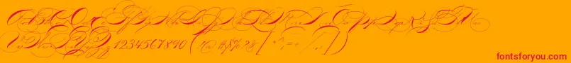 P22zanerthree-Schriftart – Rote Schriften auf orangefarbenem Hintergrund