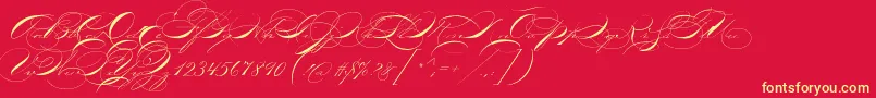 P22zanerthree-Schriftart – Gelbe Schriften auf rotem Hintergrund