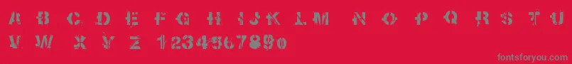 フォントSoot – 赤い背景に灰色の文字