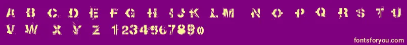 Fonte Soot – fontes amarelas em um fundo roxo