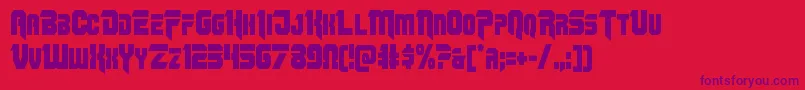 Omegaforcecond12-Schriftart – Violette Schriften auf rotem Hintergrund