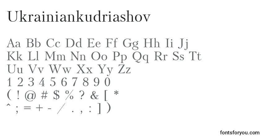 A fonte Ukrainiankudriashov – alfabeto, números, caracteres especiais