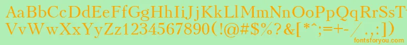Ukrainiankudriashovフォントについての詳細 フォントUkrainiankudriashov – オレンジの文字が緑の背景にあります。