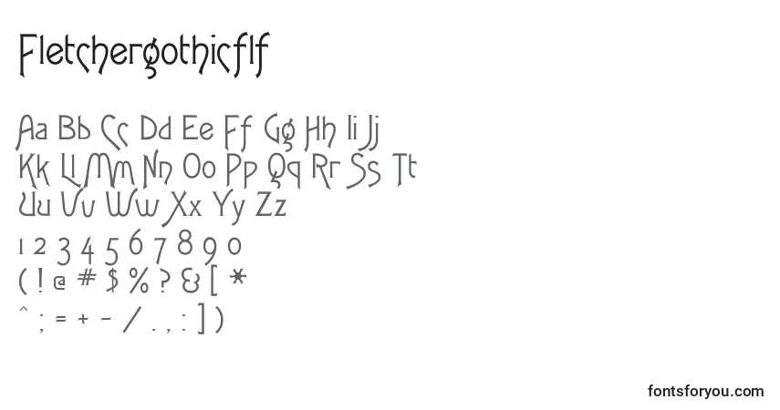 Czcionka Fletchergothicflf – alfabet, cyfry, specjalne znaki