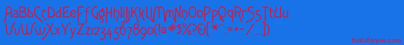 Fletchergothicflf Font – Red Fonts on Blue Background