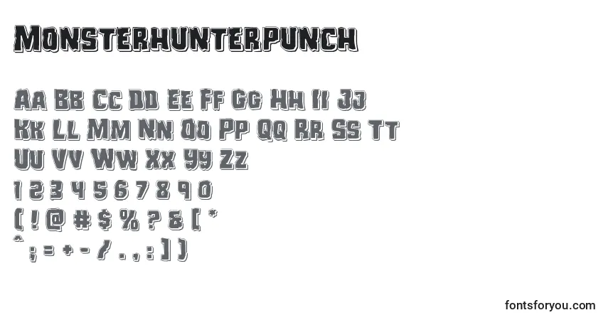 Schriftart Monsterhunterpunch – Alphabet, Zahlen, spezielle Symbole