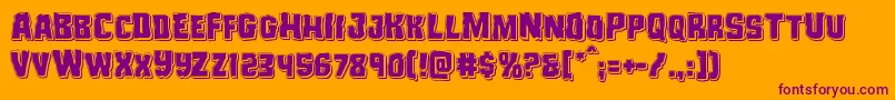 Monsterhunterpunch-Schriftart – Violette Schriften auf orangefarbenem Hintergrund