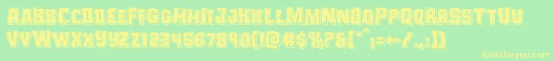 Monsterhunterpunch-Schriftart – Gelbe Schriften auf grünem Hintergrund