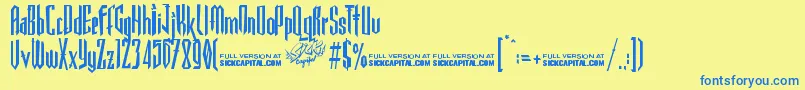 GothickellaFree Font – Blue Fonts on Yellow Background