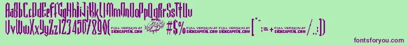 GothickellaFree-fontti – violetit fontit vihreällä taustalla