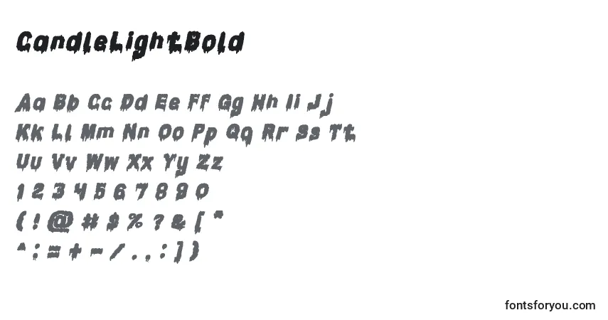 Schriftart CandleLightBold – Alphabet, Zahlen, spezielle Symbole