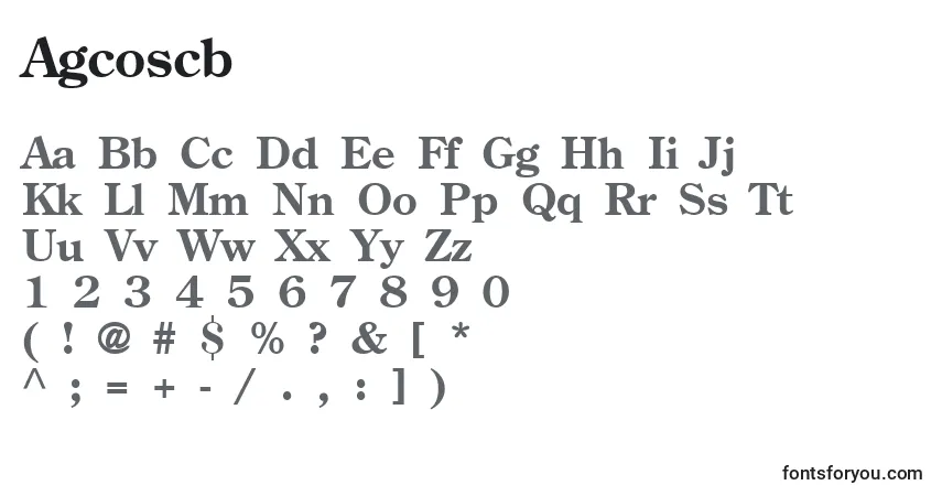 Schriftart Agcoscb – Alphabet, Zahlen, spezielle Symbole