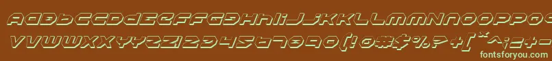 フォントHaloShadowItalic – 緑色の文字が茶色の背景にあります。