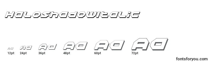 Размеры шрифта HaloShadowItalic