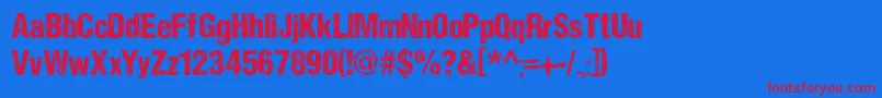 フォントDccSharpDistressBlackByDccanim – 赤い文字の青い背景