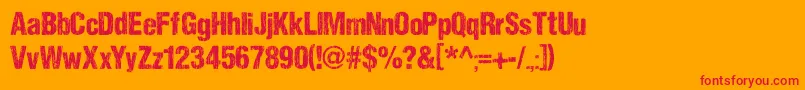 DccSharpDistressBlackByDccanim Font – Red Fonts on Orange Background