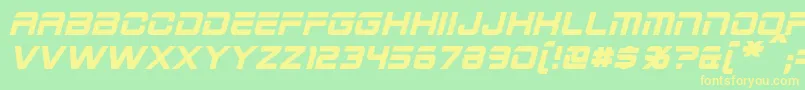 フォント2015CruiserBoldItalic – 黄色の文字が緑の背景にあります