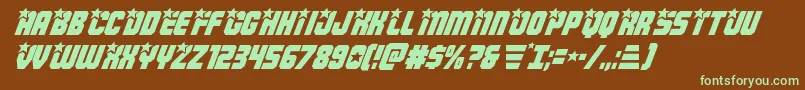 フォントArmyrangersital – 緑色の文字が茶色の背景にあります。