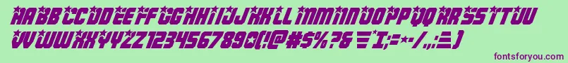 フォントArmyrangersital – 緑の背景に紫のフォント