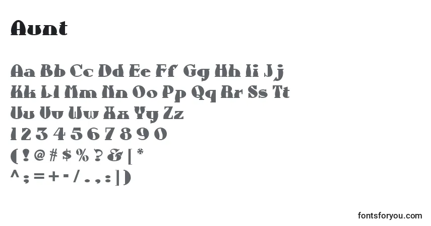 Шрифт Aunt – алфавит, цифры, специальные символы