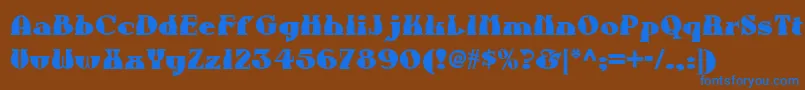 フォントAunt – 茶色の背景に青い文字