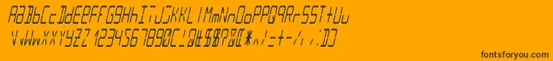 Lcd14italiccondensed-Schriftart – Schwarze Schriften auf orangefarbenem Hintergrund