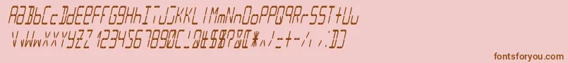 フォントLcd14italiccondensed – ピンクの背景に茶色のフォント