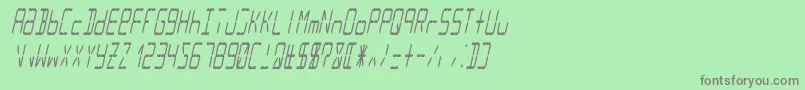 フォントLcd14italiccondensed – 緑の背景に灰色の文字