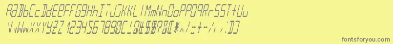 フォントLcd14italiccondensed – 黄色の背景に灰色の文字