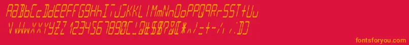 Lcd14italiccondensed Font – Orange Fonts on Red Background