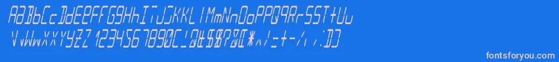 フォントLcd14italiccondensed – ピンクの文字、青い背景