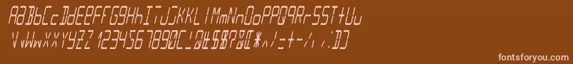 Lcd14italiccondensed-Schriftart – Rosa Schriften auf braunem Hintergrund
