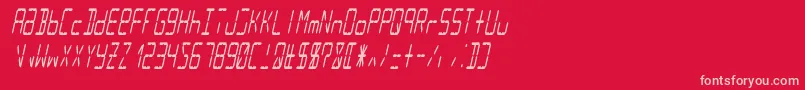 Lisätietoja Lcd14italiccondensed-fontista Lcd14italiccondensed-fontti – vaaleanpunaiset fontit punaisella taustalla