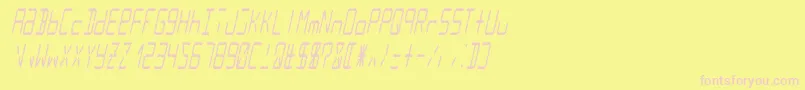 Czcionka Lcd14italiccondensed – różowe czcionki na żółtym tle