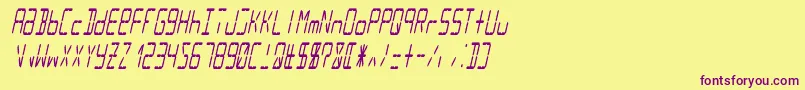 Lcd14italiccondensed Font – Purple Fonts on Yellow Background