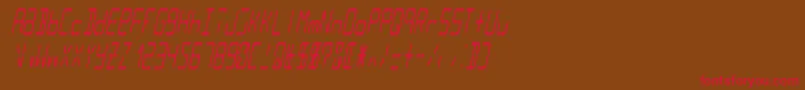 Lcd14italiccondensed-Schriftart – Rote Schriften auf braunem Hintergrund