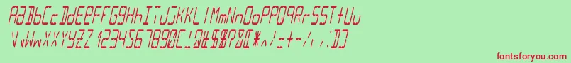 Lcd14italiccondensed Font – Red Fonts on Green Background