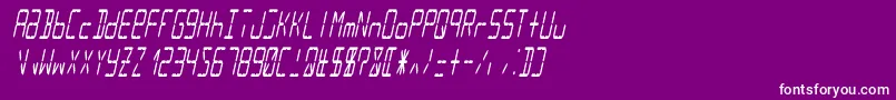 More about Lcd14italiccondensed Font Lcd14italiccondensed Font – White Fonts on Purple Background