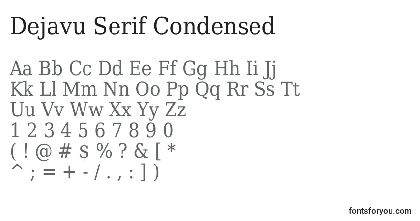 Czcionka Dejavu Serif Condensed – alfabet, cyfry, specjalne znaki